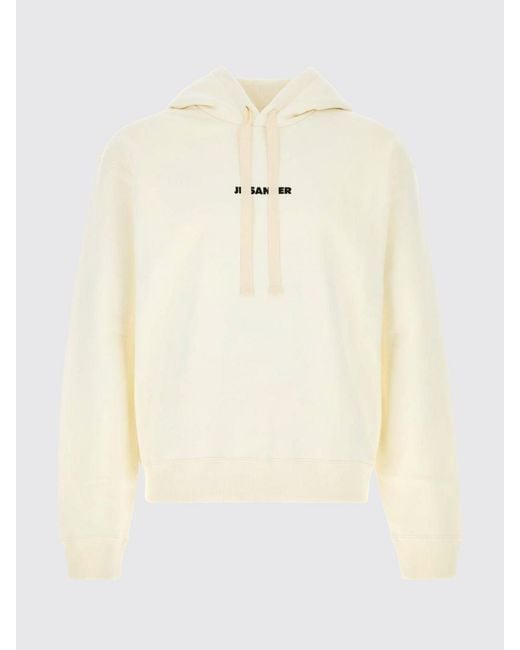 Jil Sander Natural Cotton Hoodie With Logo Print for men