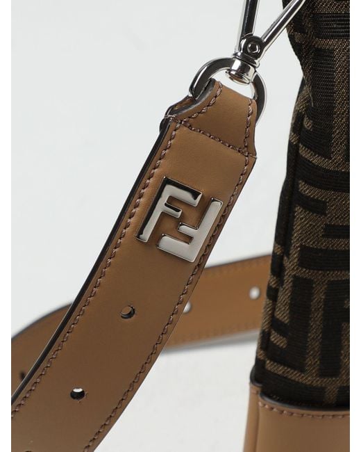 Fendi Black Leather And Fabric Pouch With Jacquard Ff Monogram for men