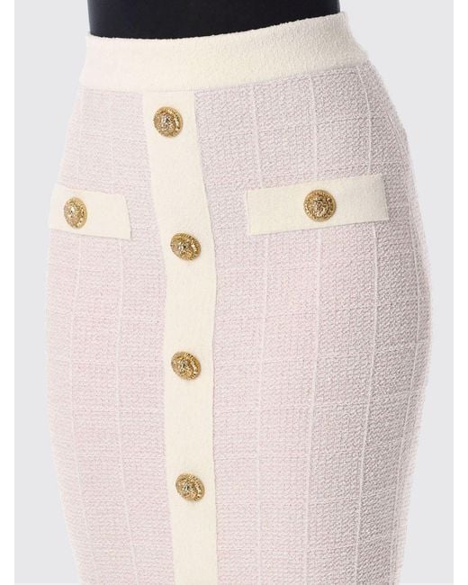 Balmain Pink Knitted Midi Skirt