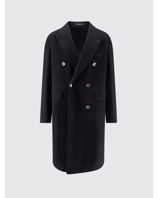 Tagliatore Blue Double-Breasted Long Coat for men