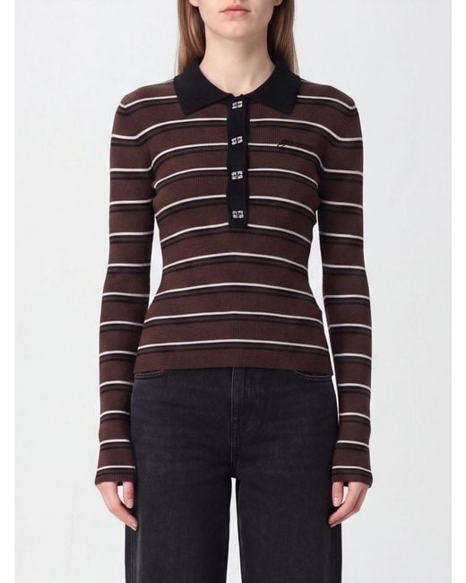 Ganni Black Striped Long-Sleeve Knit Polo