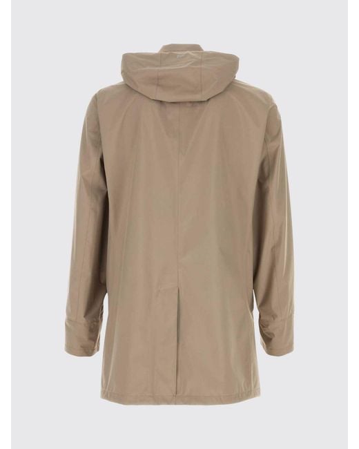 Herno Natural Hooded Technical Fabric Raincoat With Back Vent for men
