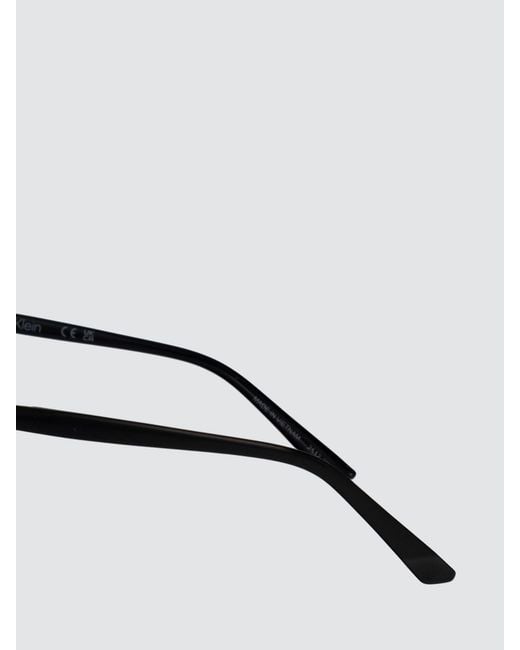 Calvin Klein Black Cat-Eye Acetate Sunglasses With Amber Lenses