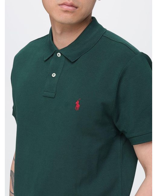 Polo Ralph Lauren Green Basic Cotton Polo Shirt With Pony Logo for men