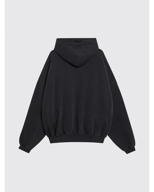 Fear Of God Black Cotton Hoodie With Contrast Logo And Dropped Shoulders for men