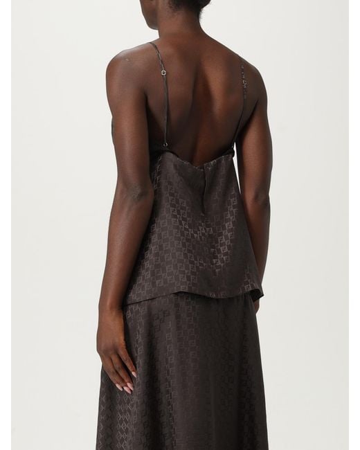 Fendi Brown Jacquard Ff Lace-Trimmed Top