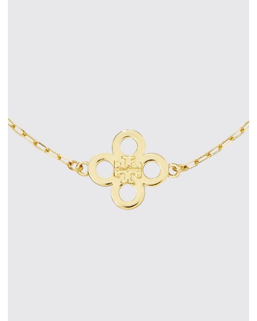 Tory Burch White Forget Me Not Adjustable Bracelet With Flower Charm And Double T Logo
