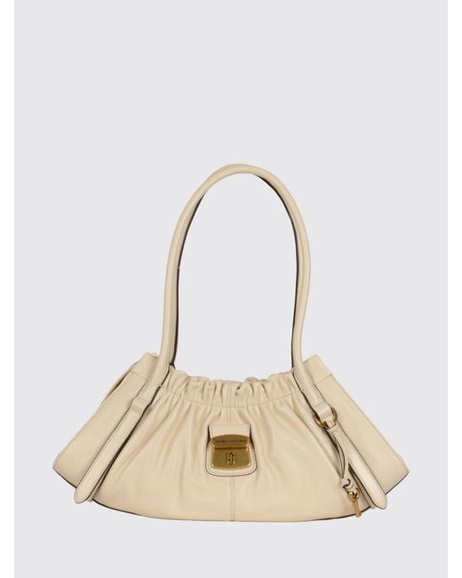 Marc Jacobs Natural The Cristina Leather Shoulder Bag With Double Handle And Padlock