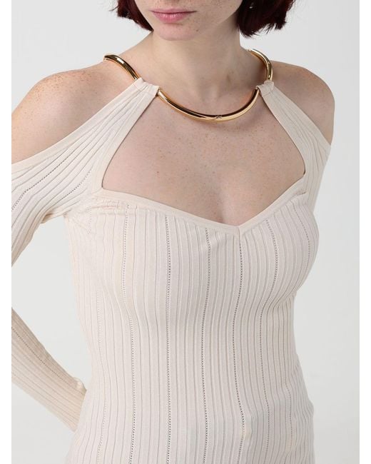 Elisabetta Franchi White Ribbed Viscose Knit