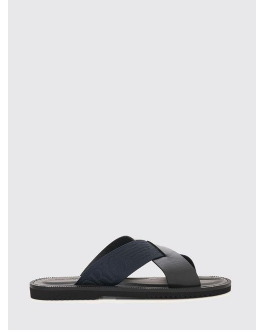 Emporio Armani Black Bicolour Jacquard Logo Nylon Slip-On Slides for men