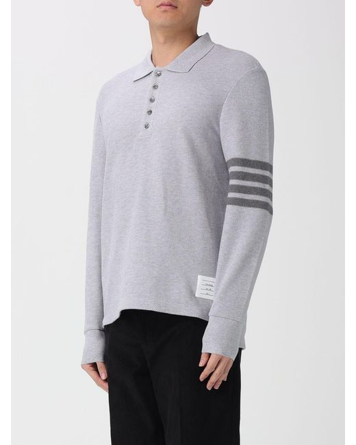 Thom Browne Gray 4-Bar Cotton Polo for men