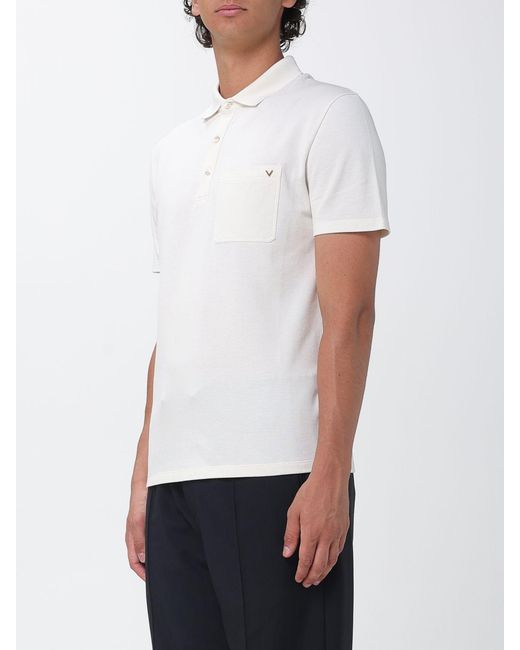 Valentino Garavani White Cotton Polo Shirt With Vlogo Signature And Patch Pocket for men