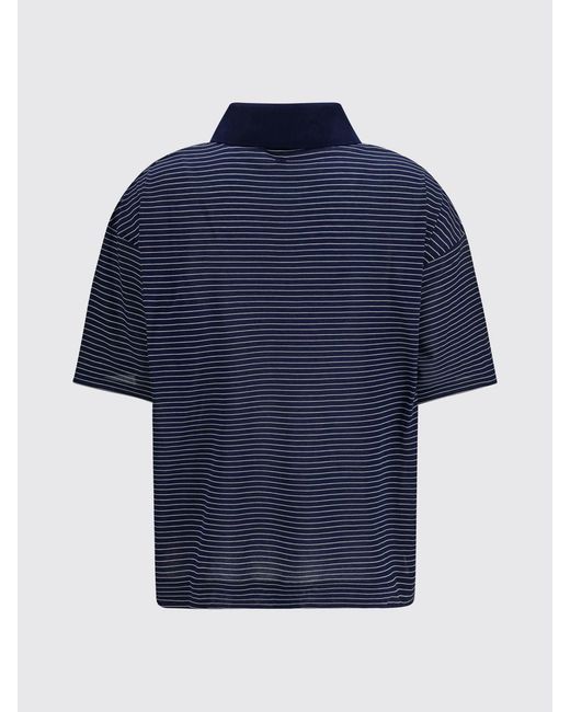 AMI Blue Striped Cotton Polo Shirt