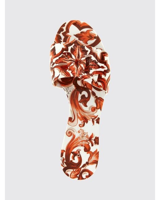Dolce & Gabbana Pink Dolce &Amp Gabbana Rubber Slides With Maiolica Print And Dg Monogram