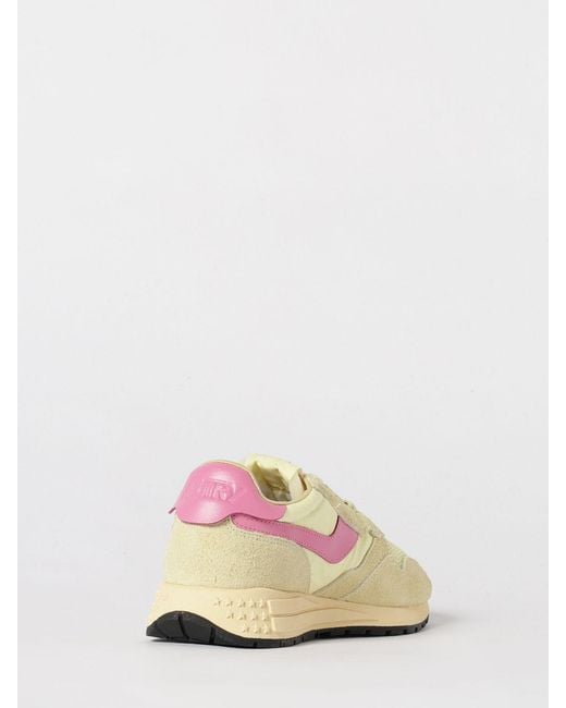 Autry Pink Reelwind Suede And Nylon Sneakers
