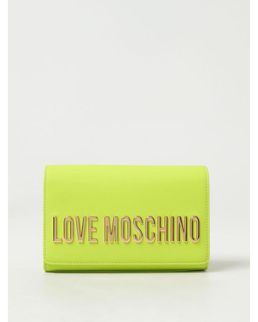 Borsa in pelle sintetica con logo di Love Moschino in Yellow
