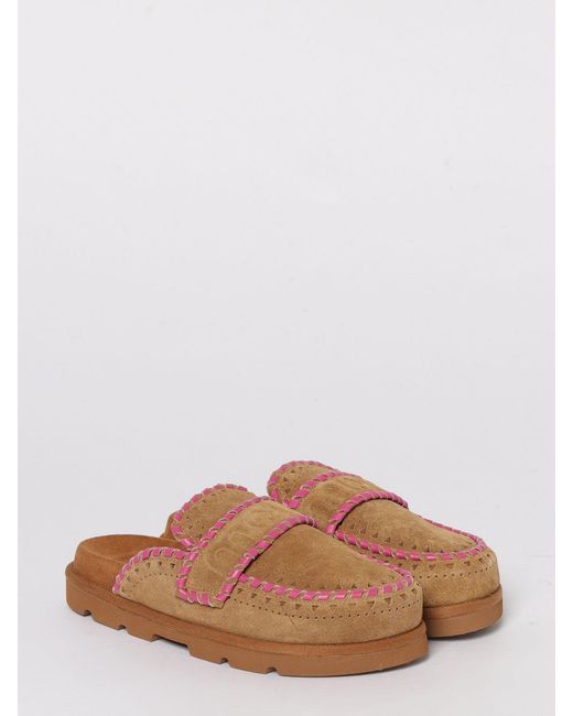 Mou Brown Low Bio Suede Mules