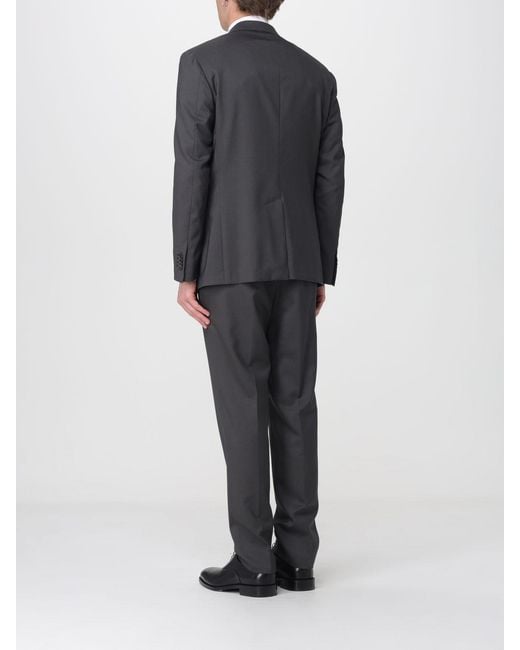 Corneliani Gray Double-Breasted Virgin Wool Suit for men