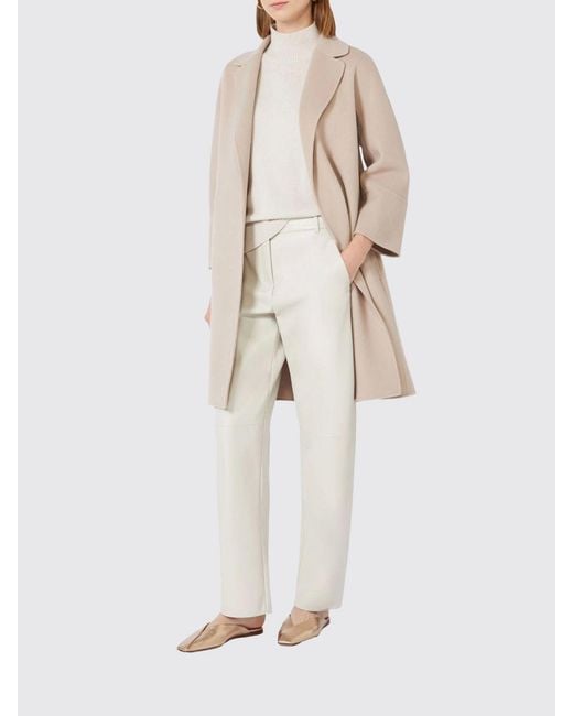Max Mara Natural Virgin Wool Wrap Coat
