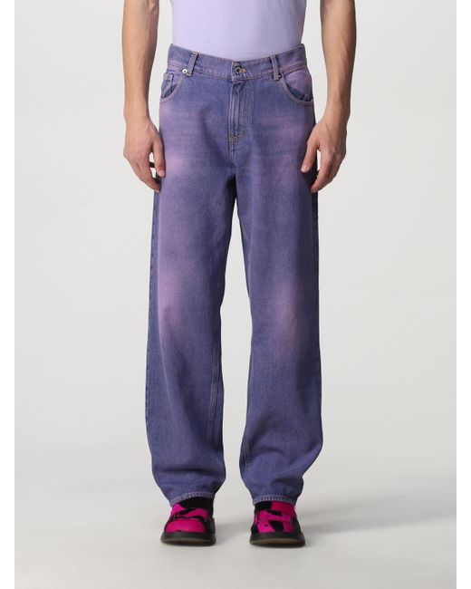 Paura Purple Jeans In Faded Denim for men