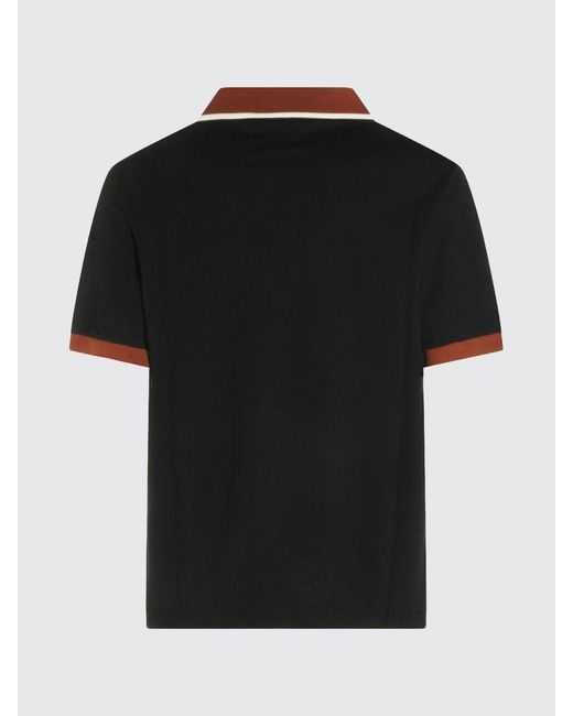 Marni Blue Cotton Polo Shirt With Contrasting Trims And Striped Collar for men