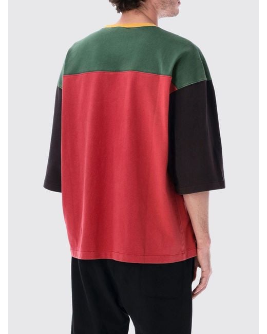 Champion Red Relaxed Fit Cotton T-Shirt With Abstract Print And Contrasting Logo for men