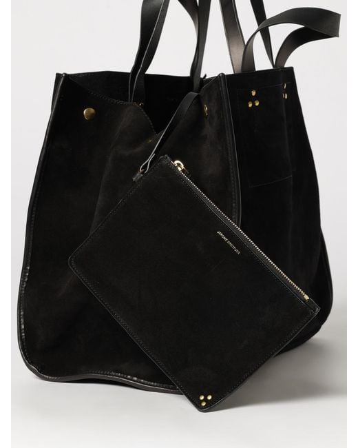 Jérôme Dreyfuss Black Leon Large Suede Calfskin Tote Bag With Pouch