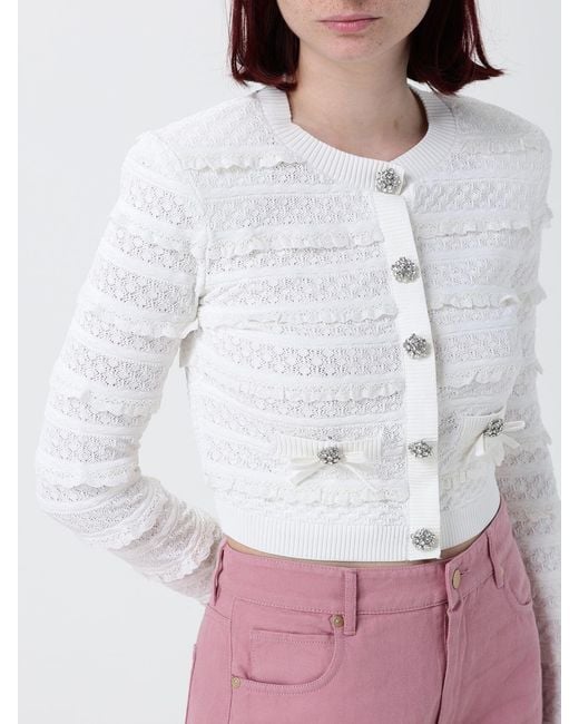 Self-Portrait White Viscose Blend Cardigan
