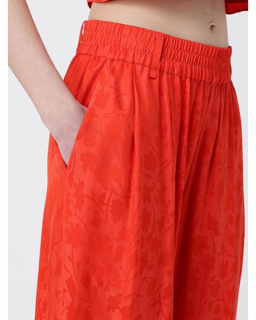 Pinko Red Bedonia Viscose Blend Palazzo Trousers