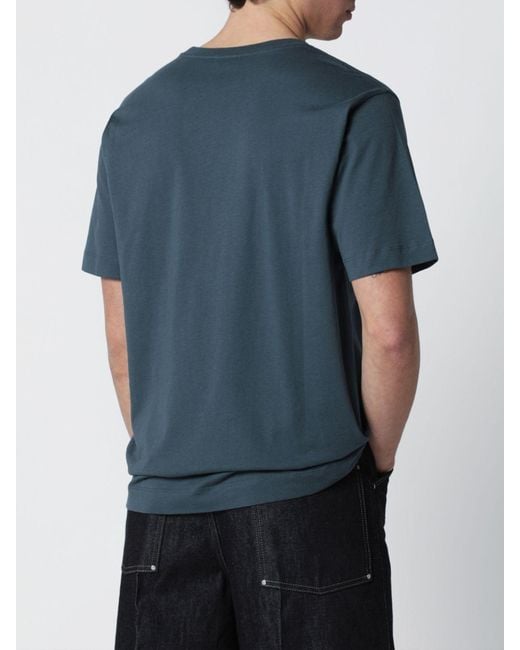 Dries Van Noten Blue Cotton T-Shirt for men