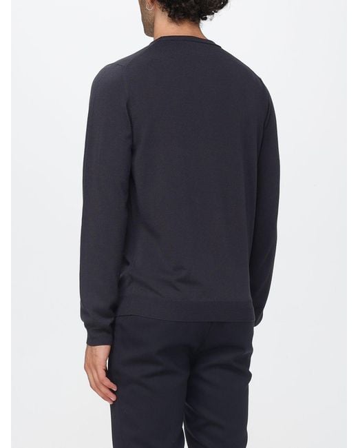 Zanone Blue Crewneck Wool Blend Jumper With Long Sleeves And Ribbed Trims for men