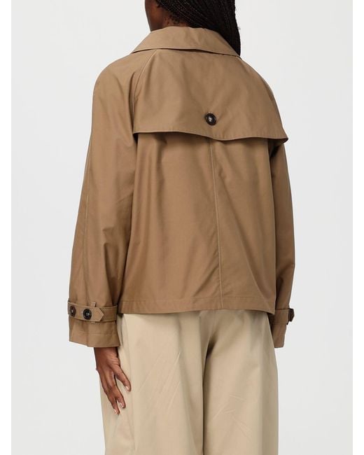 Max Mara Natural Tesoro Double Breasted Cotton Blend Trench Coat