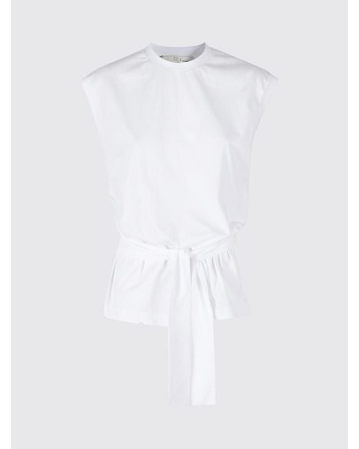 Tela White Cotton T-Shirts With Belt