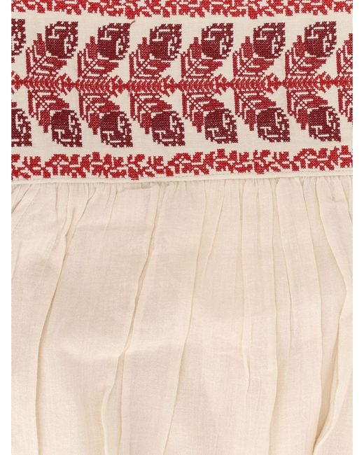 Isabel Marant Natural Embroidered Cotton Skirt