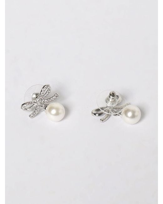 Self-Portrait Metallic Brass Earrings With Set Rhinestones And Synthetic Pearls