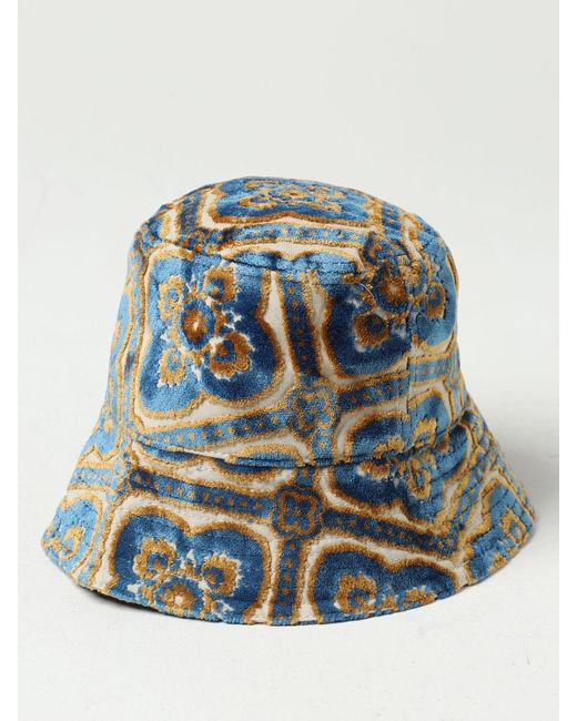 Etro Denim Jacquard Bucket Hat in Navy Blue