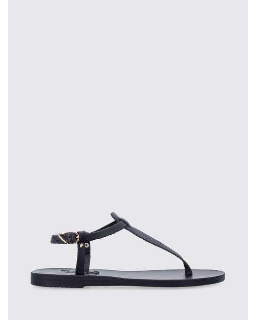 Ancient Greek Sandals Natural Leather Low-Heeled Thong Sandals With Ankle Strap