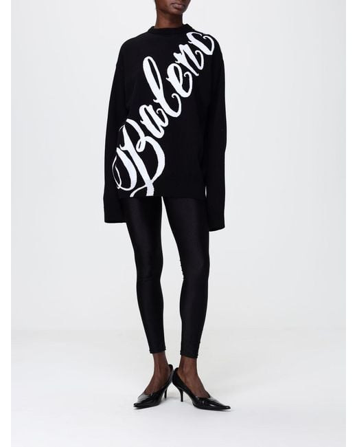 Balenciaga Blue Cotton Blend Sweater With Maxi Logo