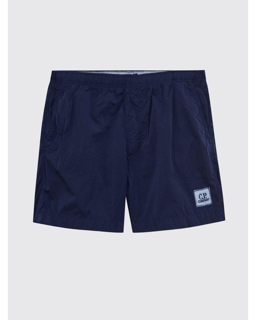 C P Company Blue Polyamide Swim Shorts With Elasticated Waist for men