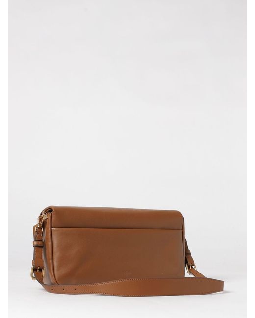 Pinko Brown Love Bag Click Soft Horizontal Nappa Leather Bag
