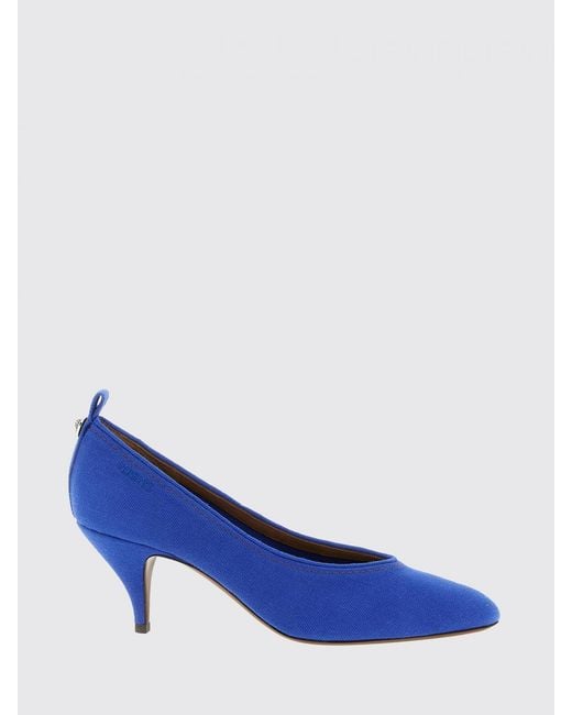 Versace Blue Tina Cotton Twill Pumps