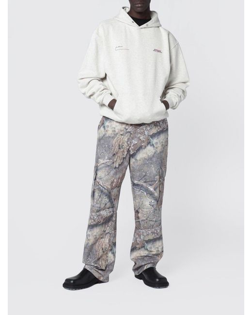 Represent Gray Cotton Hoodie With Logo for men