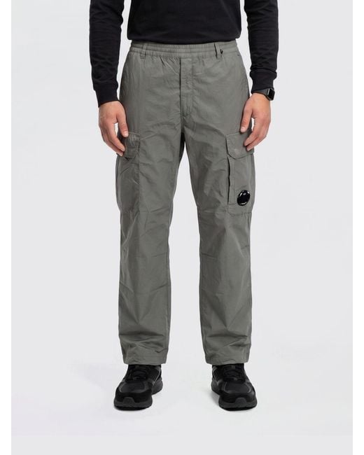 C P Company Gray Technical Fabric Cargo Trousers for men
