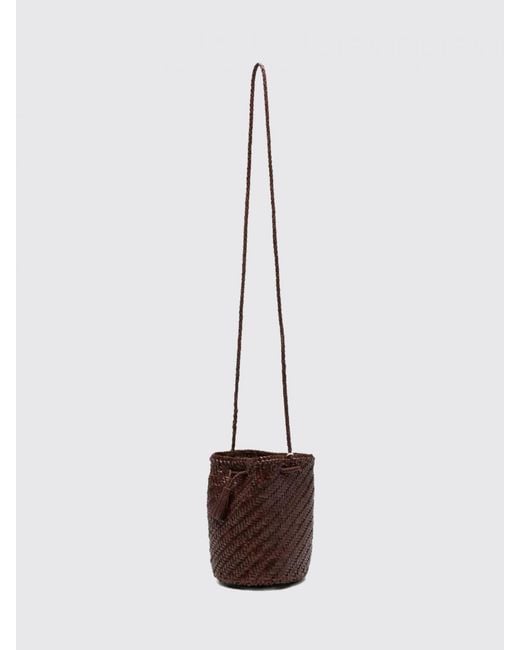 Dragon Diffusion White Pompom Double Jump Woven Leather Bag