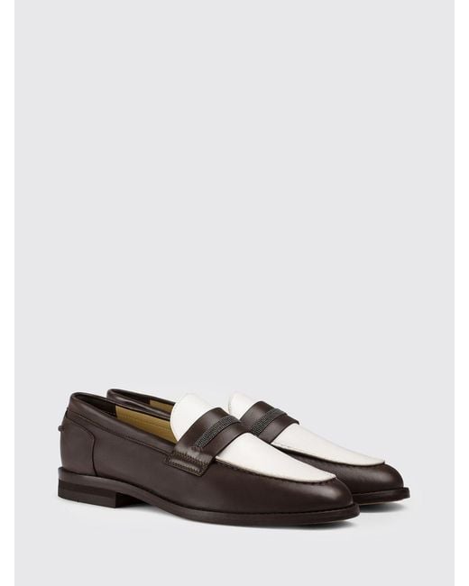 Doucal's White Leather Loafers With Monile