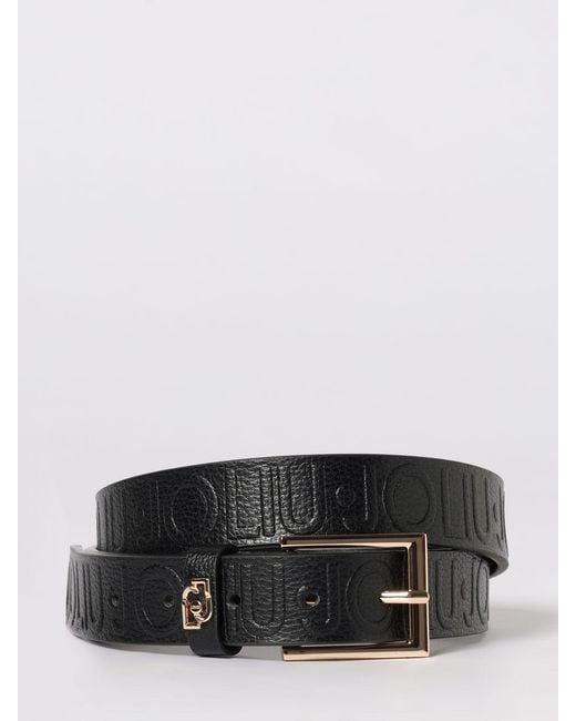 Liu Jo Gray Grained Synthetic Leather Belt With Logo