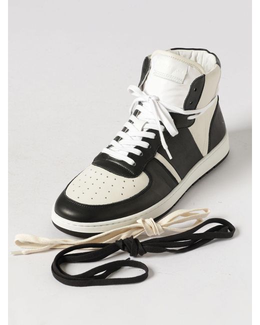 Collegium White Destroyer Bicolor Leather High-Top Sneakers With Perforated Toe for men