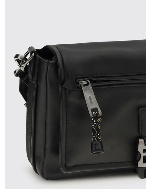 Fendi Black Flux Messenger Calfskin Leather Bag for men