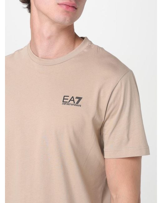EA7 Natural Short Sleeve Comfortable Solid T-Shirt For Casual Wear for men