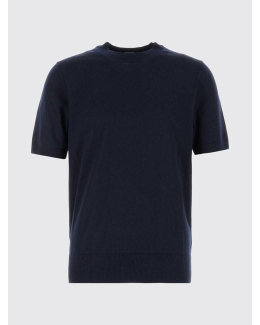 Boss Blue Short-Sleeved Crew-Neck Jumper for men